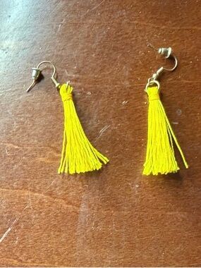 Bright Yellow Tassel Drop Earrings